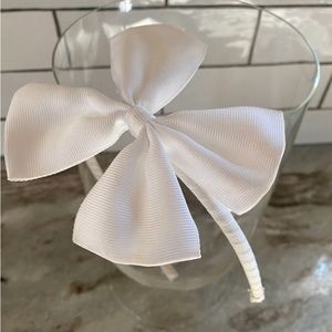 Girls grosgrain ribbon White bow headband